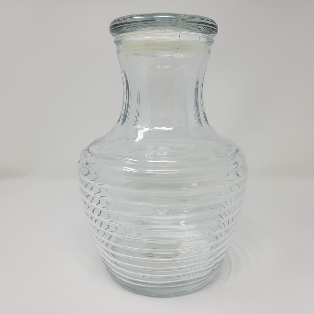 Vintage Anchor Hocking Glass Beehive Ribbed Water Bottle Pitcher Lemonade W/Lid